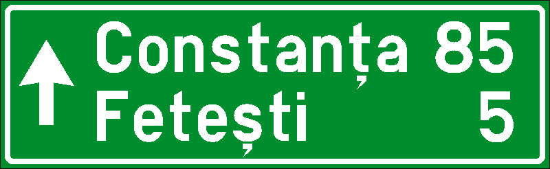 Confirmarea direcției de mers pe autostradă spre localități mai importante și distanțele până la acestea