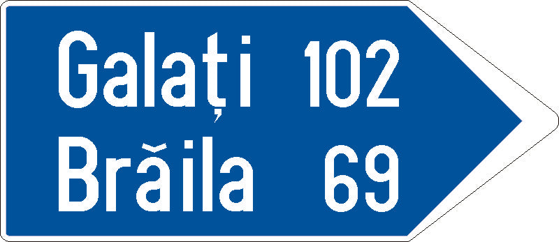 Direcția spre localitațile indicate