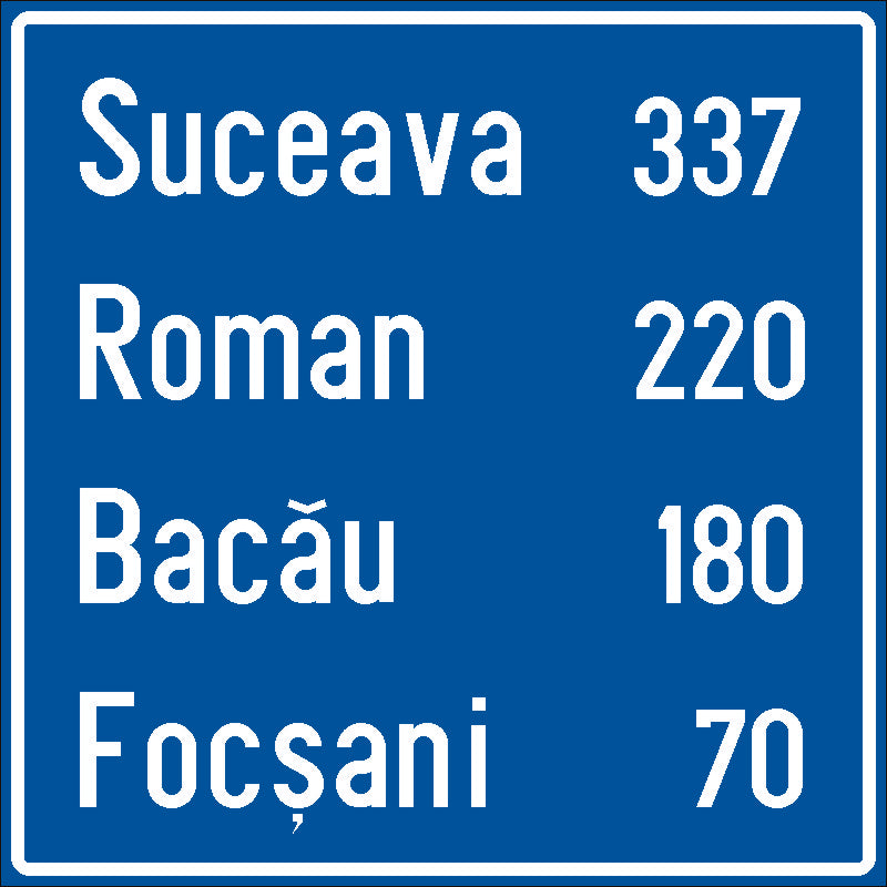 Confirmarea direcției de mers spre localitați mai importante si distanțele pâna la acestea Imagine principală a produsului