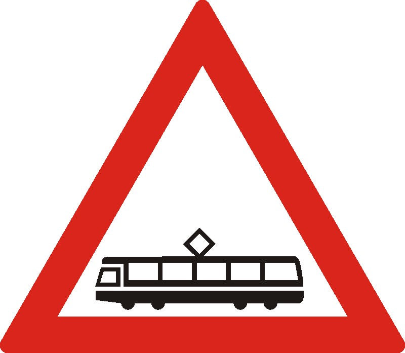 Indicator rutier Trecere la nivel cu linii de tramvai Imagine principală a produsului