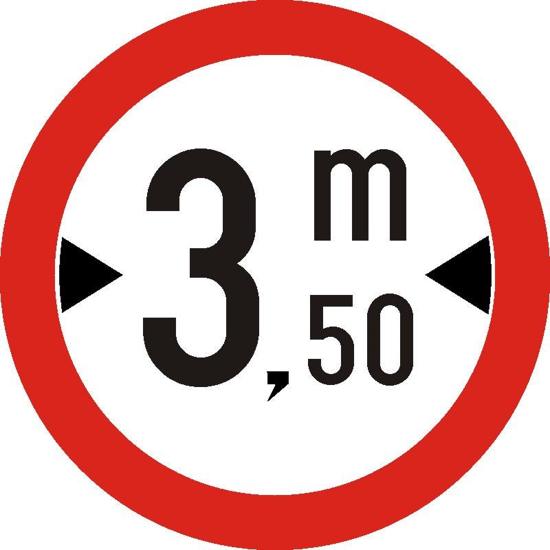 Indicator rutier Accesul interzis vehiculelor cu lățimea mai mare de ... m
