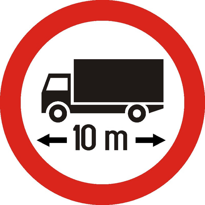 Indicator rutier Accesul interzis autovehiculelor sau ansamblurilor de vehicule cu lungimea mai mare de ...m
