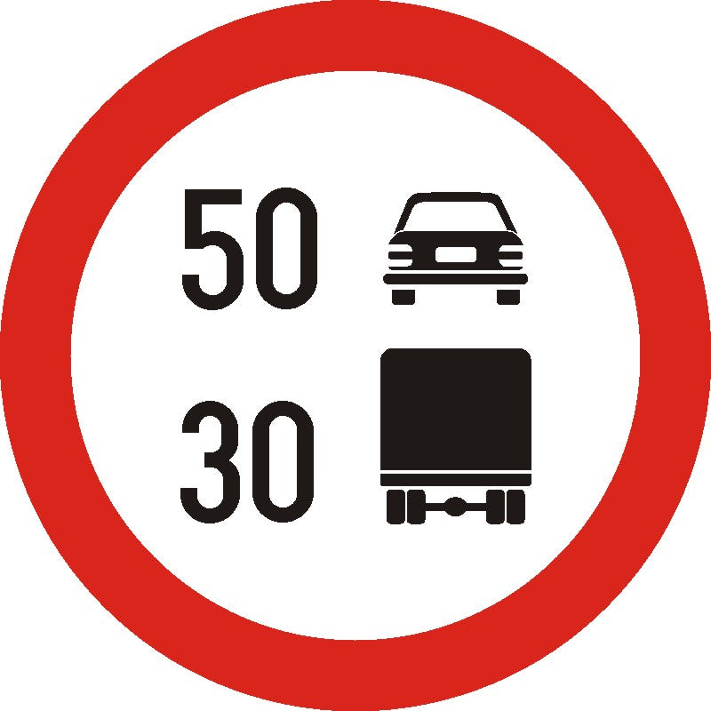 Indicator rutier Limitare de viteză diferențiată pe categorii de autovehicule Imagine principală a produsului