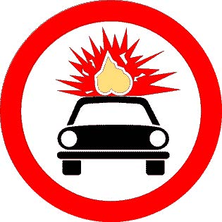 Indicator rutier Accesul interzis vehiculelor care transportă substanțe explozive sau ușor inflamabile Imagine principală a produsului