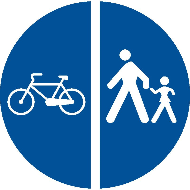 Indicator rutier Delimitarea pistelor pentru pietoni de cele destinate bicicletelor și trotinetelor electrice