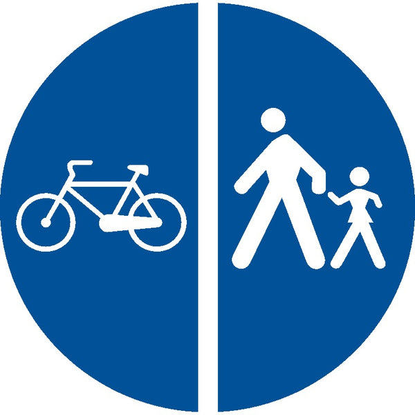 Indicator rutier Delimitarea pistelor pentru pietoni de cele destinate bicicletelor și trotinetelor electrice