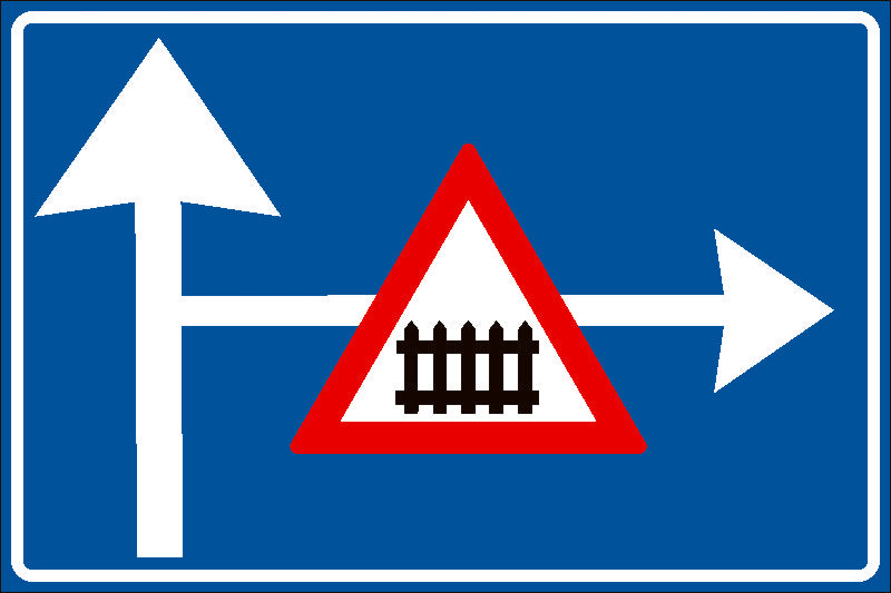 Indicator rutier Presemnalizarea unui loc periculos, o interzicere sau o restrictie pe un drum lateral