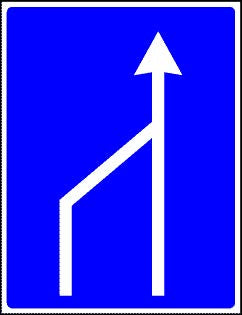 Indicator rutier Terminarea benzii de circulație din stânga părții carosabile