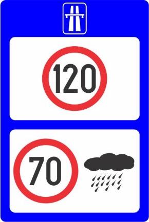 Indicator rutier Limite maxime de viteză pe drumuri expres, funcție de condițiile meteorologice Imagine principală a produsului