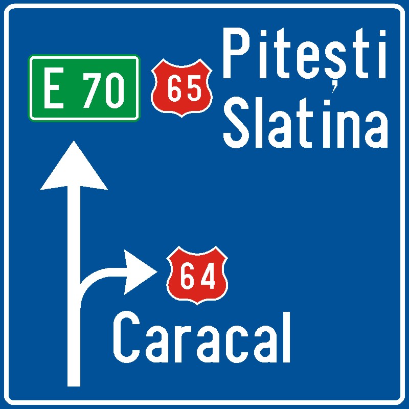 Presemnalizarea direcțiilor la o intersecție de drumuri