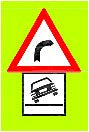 Indicator rutier Panou curbă la dreapta+pericol de răsturnare