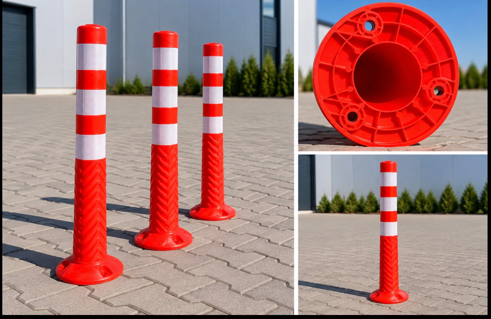 Stalp Delimitare Parcare TPU 75 cm | Flexibil, cu 3 Benzi Reflectorizante Imagine secundară a produsului