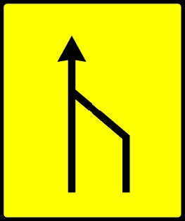 Indicator rutier Ingustare temporară (dreapta)